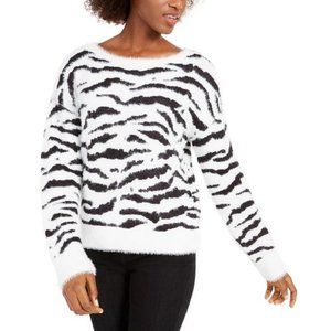 NWT! Bar III Zebra Print Fuzzy Sweater (XS)